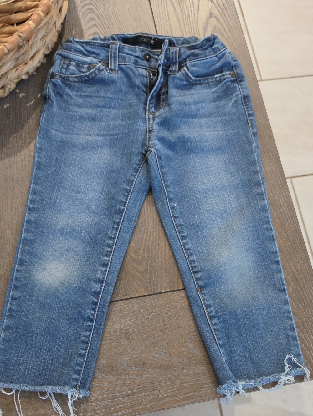 Baby Joe's Jeans Blue Cropped Frayed-Hem Jeans